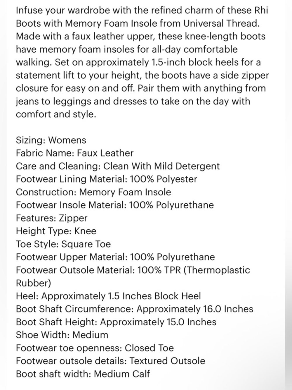 Universal Thread Black “Rhi” Tall Boot - Picture 4 of 6